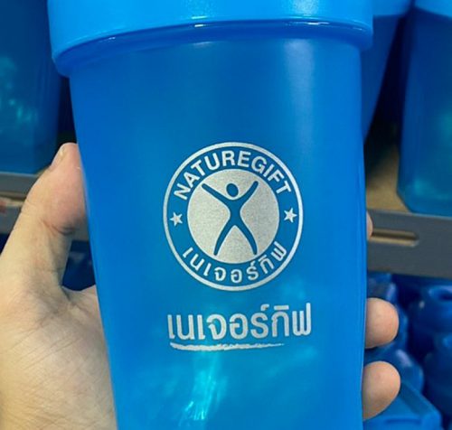 ผลงานแก้วเชค Shaker สกรีนโลโก้ เนเจอร์กิฟ
