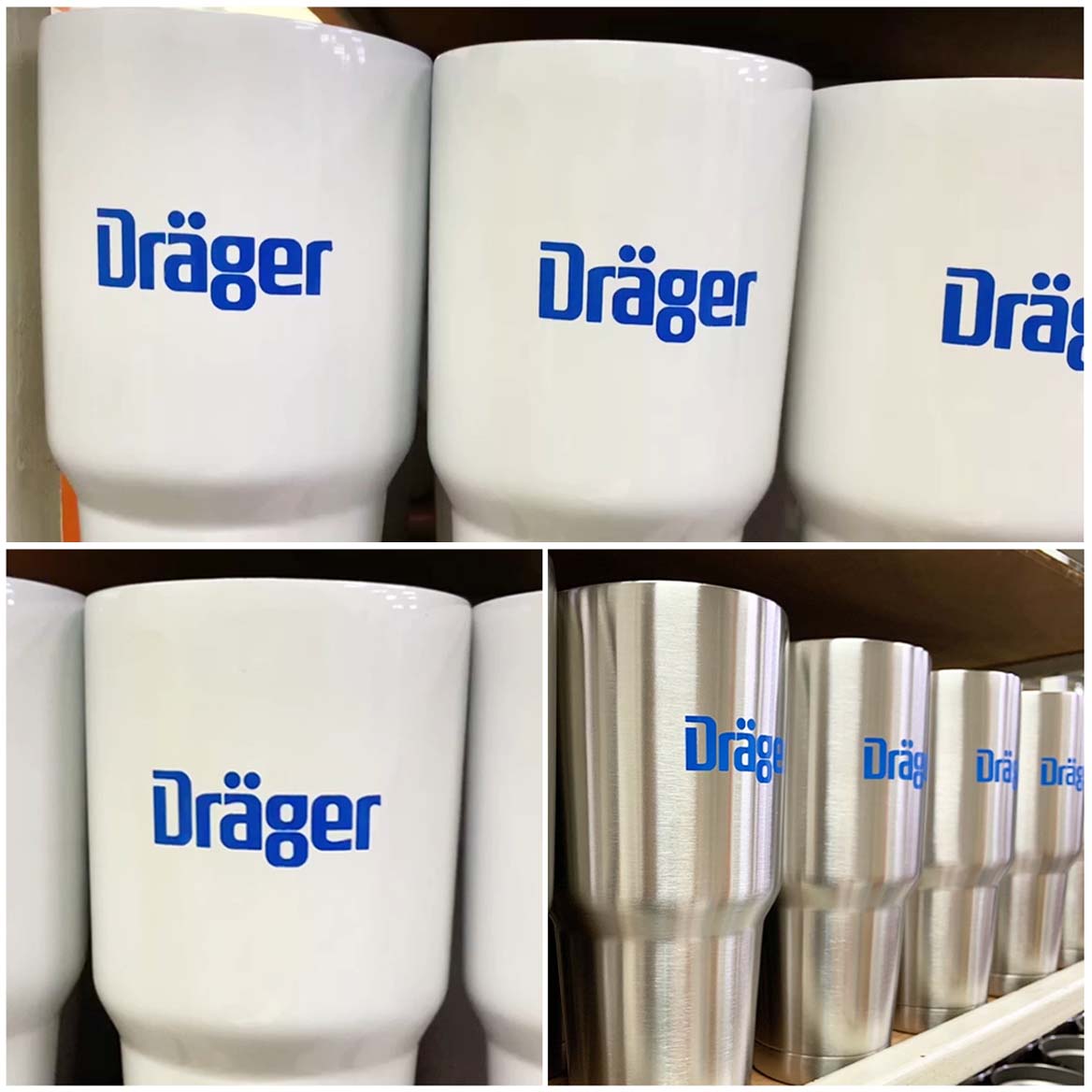 ผลงานแก้วเก็บความเย็น โลโก้ Dräger