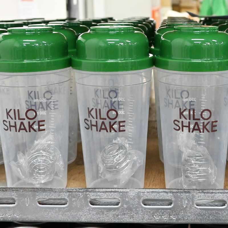ผลงานแก้วเชค สกรีนโลโก้ KILO SHAKE